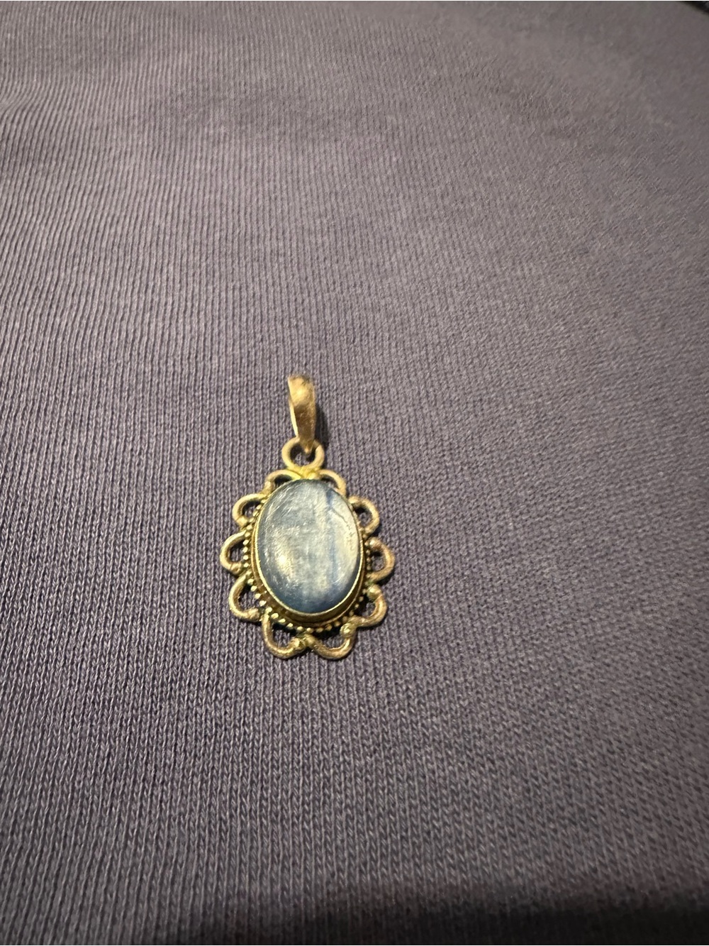 Blue Oval Pendant Necklace Charm